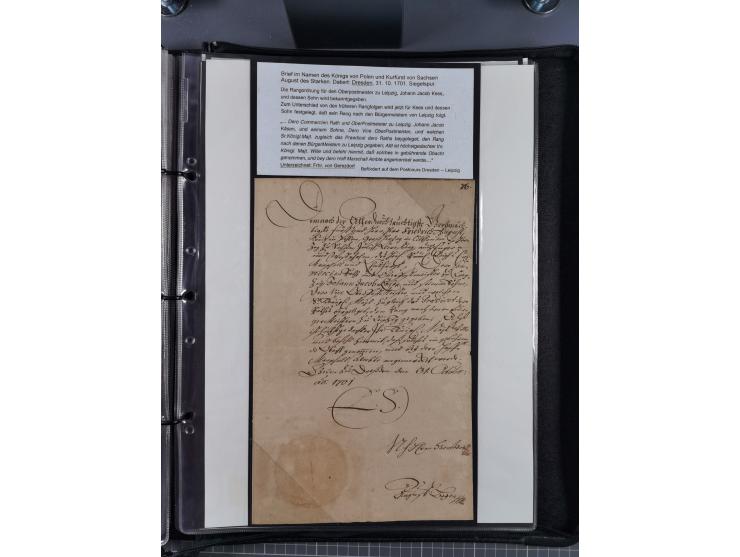 1691/1712, ‘Die Sächsischen Oberpostmeister Johann Jakob Käs der Ältere und der Jüngere’, einzigartige, mehrfach mit ‘Gold’ p