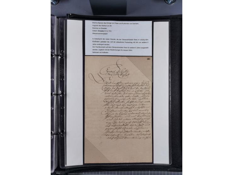 1691/1712, ‘Die Sächsischen Oberpostmeister Johann Jakob Käs der Ältere und der Jüngere’, einzigartige, mehrfach mit ‘Gold’ p