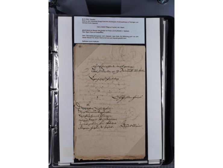 1691/1712, ‘Die Sächsischen Oberpostmeister Johann Jakob Käs der Ältere und der Jüngere’, einzigartige, mehrfach mit ‘Gold’ p