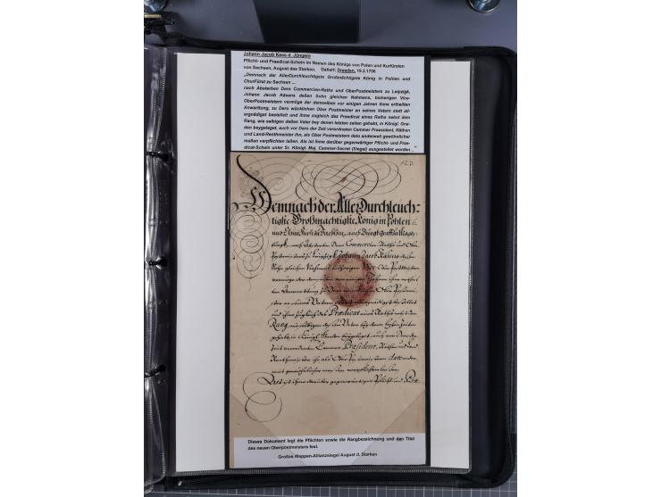 1691/1712, ‘Die Sächsischen Oberpostmeister Johann Jakob Käs der Ältere und der Jüngere’, einzigartige, mehrfach mit ‘Gold’ p