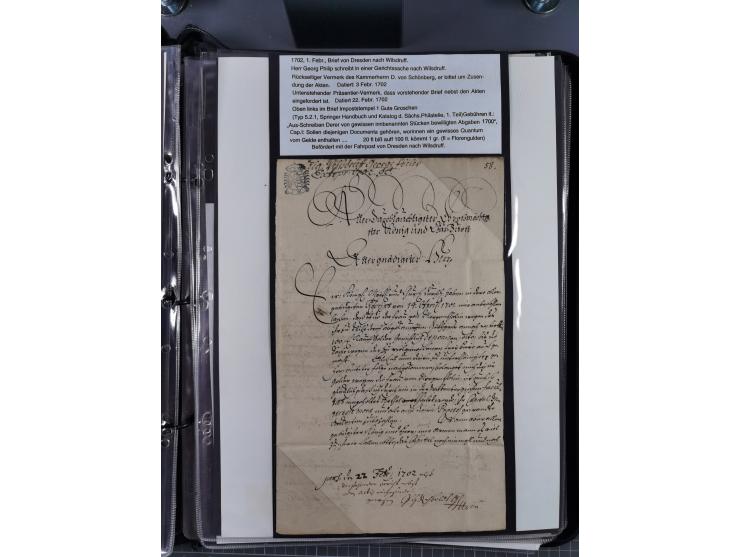 1691/1712, ‘Die Sächsischen Oberpostmeister Johann Jakob Käs der Ältere und der Jüngere’, einzigartige, mehrfach mit ‘Gold’ p