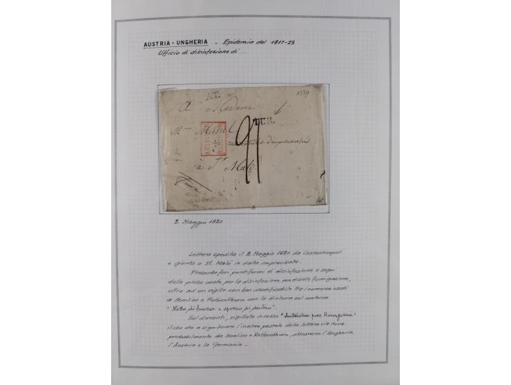 ÖSTERREICH-UNGARN: 1806/1918, über 70 Briefe und Dokumente, meist Desinfektions-Post mit Schwerpunkt von 1806 bis 1866, dabei