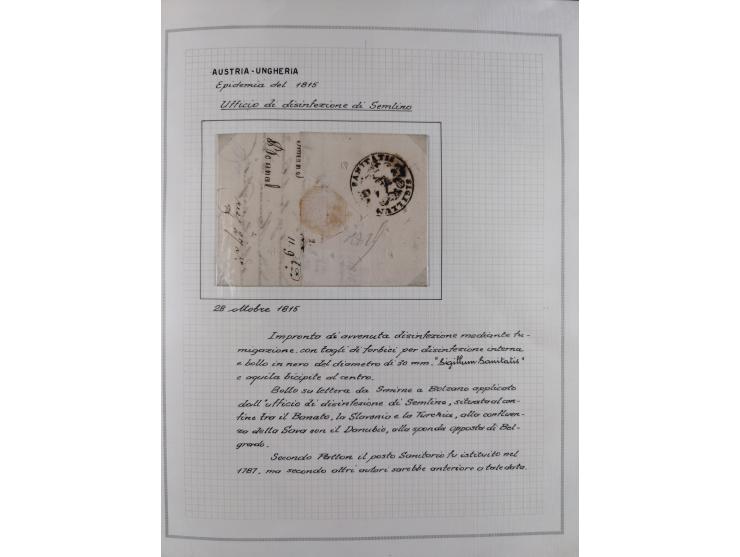 ÖSTERREICH-UNGARN: 1806/1918, über 70 Briefe und Dokumente, meist Desinfektions-Post mit Schwerpunkt von 1806 bis 1866, dabei