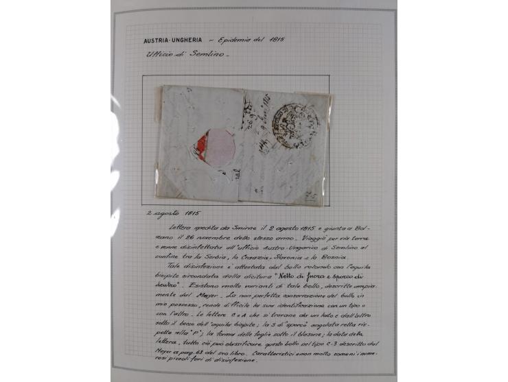 ÖSTERREICH-UNGARN: 1806/1918, über 70 Briefe und Dokumente, meist Desinfektions-Post mit Schwerpunkt von 1806 bis 1866, dabei