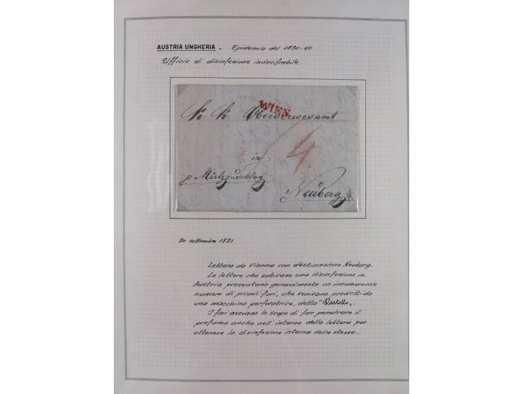 ÖSTERREICH-UNGARN: 1806/1918, über 70 Briefe und Dokumente, meist Desinfektions-Post mit Schwerpunkt von 1806 bis 1866, dabei