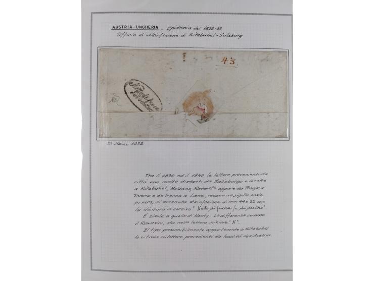 ÖSTERREICH-UNGARN: 1806/1918, über 70 Briefe und Dokumente, meist Desinfektions-Post mit Schwerpunkt von 1806 bis 1866, dabei
