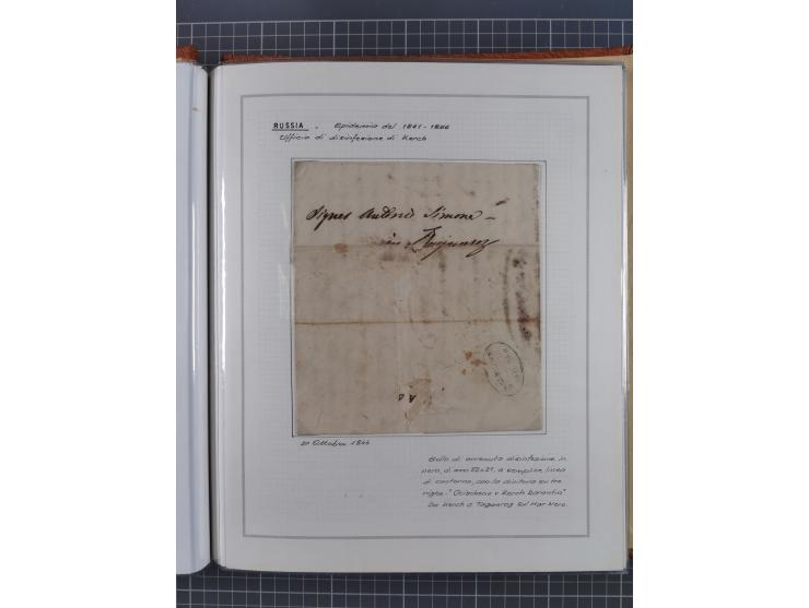 RUSSLAND: 1843/1853, 15 Briefe, dabei verschiedene Desinfektions-Stempel von Odessa und Kerch, sauber beschrieben im Album