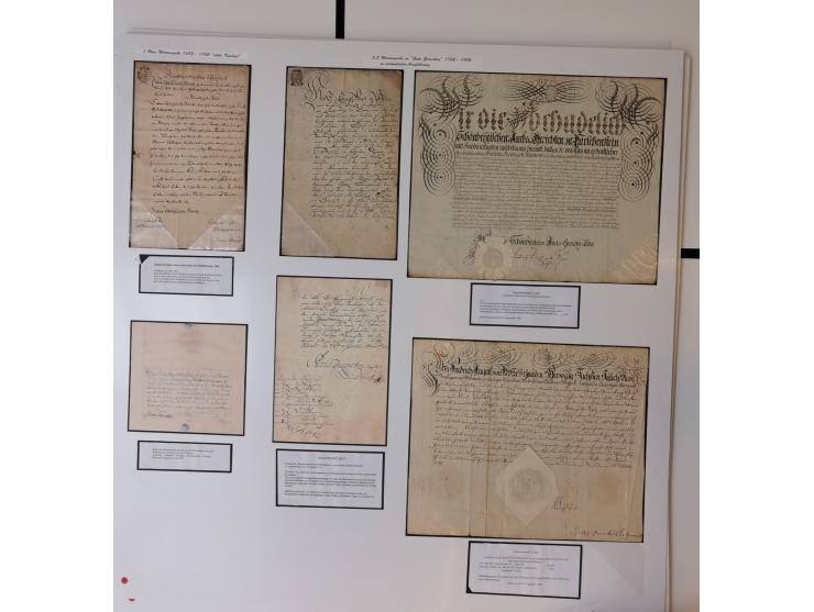 1683/1868, 'Impoststempel zur Steuerbegleichung auf vorgefertigtem Stempelpapier', einzigartige Ausstellungssammlung mit über