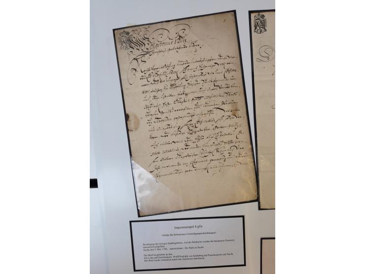 1683/1868, 'Impoststempel zur Steuerbegleichung auf vorgefertigtem Stempelpapier', einzigartige Ausstellungssammlung mit über