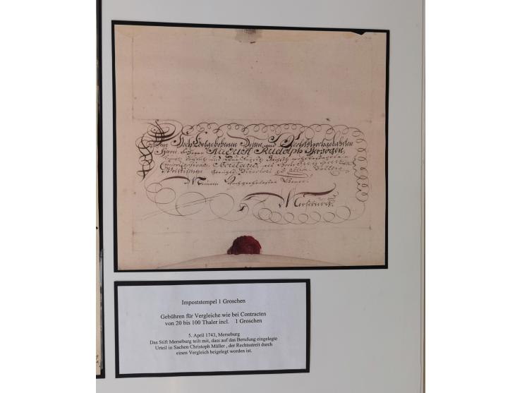 1683/1868, 'Impoststempel zur Steuerbegleichung auf vorgefertigtem Stempelpapier', einzigartige Ausstellungssammlung mit über
