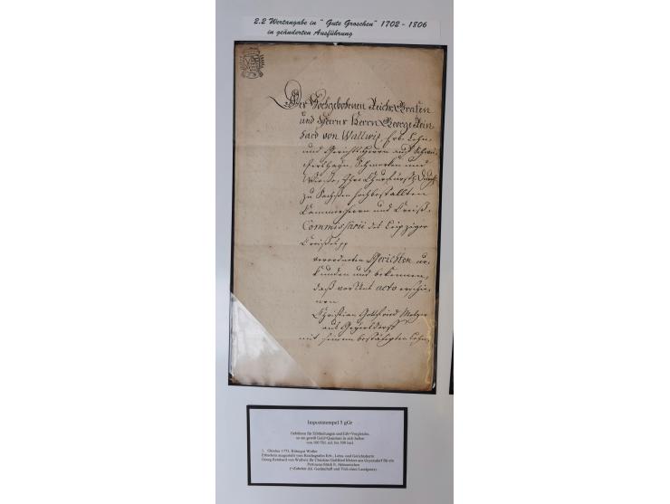 1683/1868, 'Impoststempel zur Steuerbegleichung auf vorgefertigtem Stempelpapier', einzigartige Ausstellungssammlung mit über