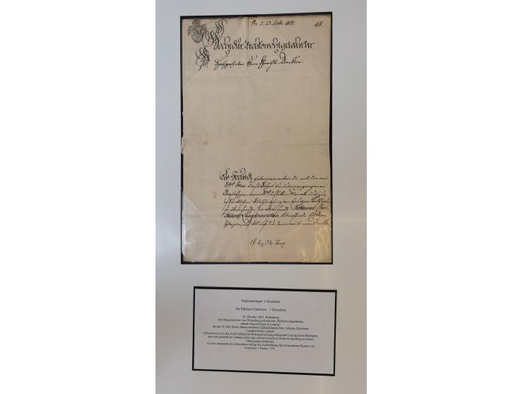 1683/1868, 'Impoststempel zur Steuerbegleichung auf vorgefertigtem Stempelpapier', einzigartige Ausstellungssammlung mit über