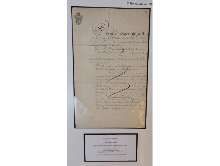 1683/1868, 'Impoststempel zur Steuerbegleichung auf vorgefertigtem Stempelpapier', einzigartige Ausstellungssammlung mit über