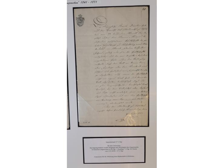 1683/1868, 'Impoststempel zur Steuerbegleichung auf vorgefertigtem Stempelpapier', einzigartige Ausstellungssammlung mit über