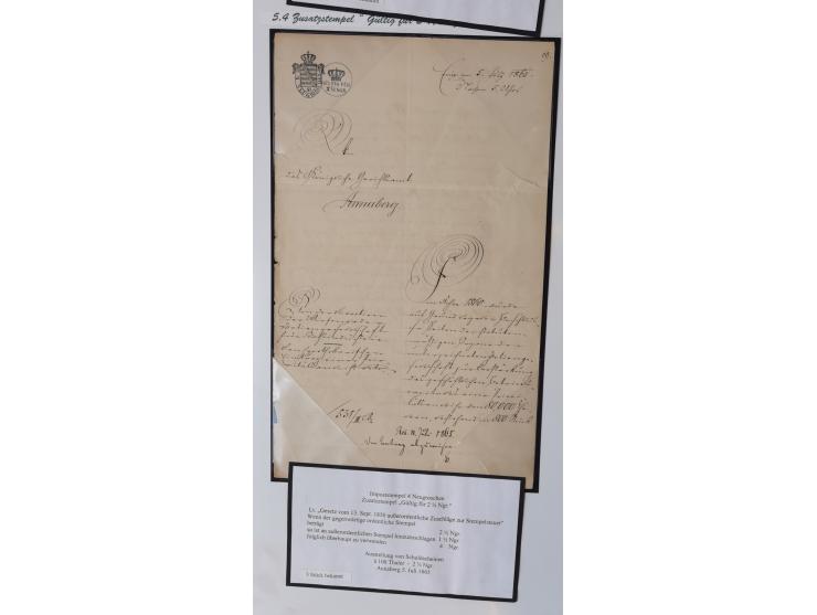 1683/1868, 'Impoststempel zur Steuerbegleichung auf vorgefertigtem Stempelpapier', einzigartige Ausstellungssammlung mit über