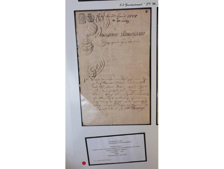 1683/1868, 'Impoststempel zur Steuerbegleichung auf vorgefertigtem Stempelpapier', einzigartige Ausstellungssammlung mit über