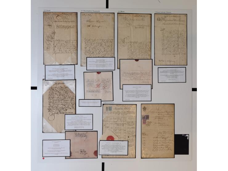 1683/1868, 'Impoststempel zur Steuerbegleichung auf vorgefertigtem Stempelpapier', einzigartige Ausstellungssammlung mit über