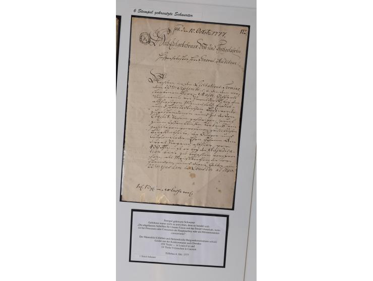 1683/1868, 'Impoststempel zur Steuerbegleichung auf vorgefertigtem Stempelpapier', einzigartige Ausstellungssammlung mit über
