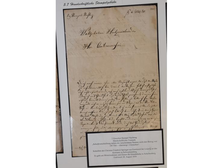 1683/1868, 'Impoststempel zur Steuerbegleichung auf vorgefertigtem Stempelpapier', einzigartige Ausstellungssammlung mit über