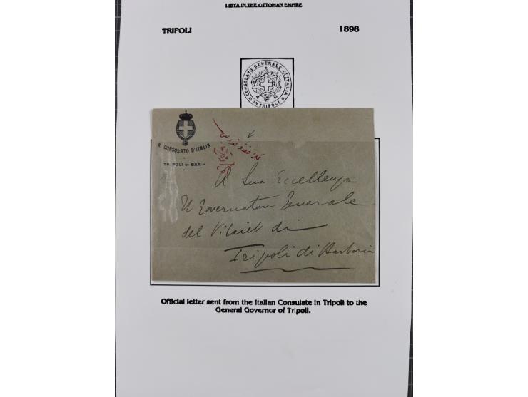 1851/1912, delightful exhibit collection with 37 covers and cards, covering the Ottoman, Italian and French Offices in Tripol
