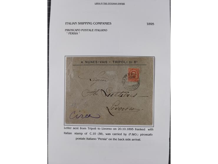 1851/1912, delightful exhibit collection with 37 covers and cards, covering the Ottoman, Italian and French Offices in Tripol
