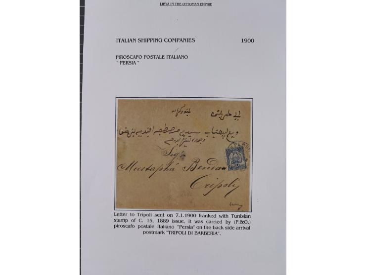 1851/1912, delightful exhibit collection with 37 covers and cards, covering the Ottoman, Italian and French Offices in Tripol