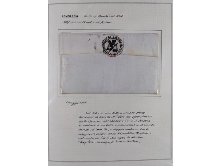 LOMBARDEI: 1799/1836, 11 Briefe, ab dem Militärstempel “Aspettori di Sanitá Militarie” (1799), Ra1 “Sanitá”, etc., zwei mit R