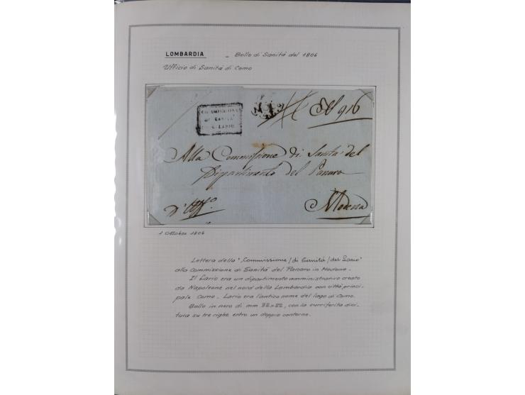 LOMBARDEI: 1799/1836, 11 Briefe, ab dem Militärstempel “Aspettori di Sanitá Militarie” (1799), Ra1 “Sanitá”, etc., zwei mit R