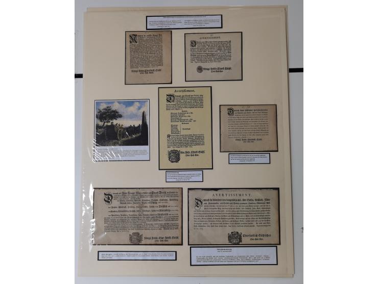 1638/1868, Ausstellungssammlung 'Vom Geleitsweg zur Poststraße', zu historischen Poststraßen in Sachsen, aufgezogen auf 7 gro