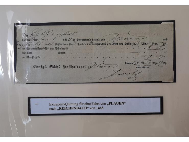 1638/1868, Ausstellungssammlung 'Vom Geleitsweg zur Poststraße', zu historischen Poststraßen in Sachsen, aufgezogen auf 7 gro