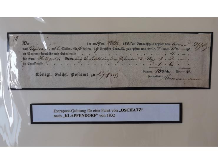 1638/1868, Ausstellungssammlung 'Vom Geleitsweg zur Poststraße', zu historischen Poststraßen in Sachsen, aufgezogen auf 7 gro