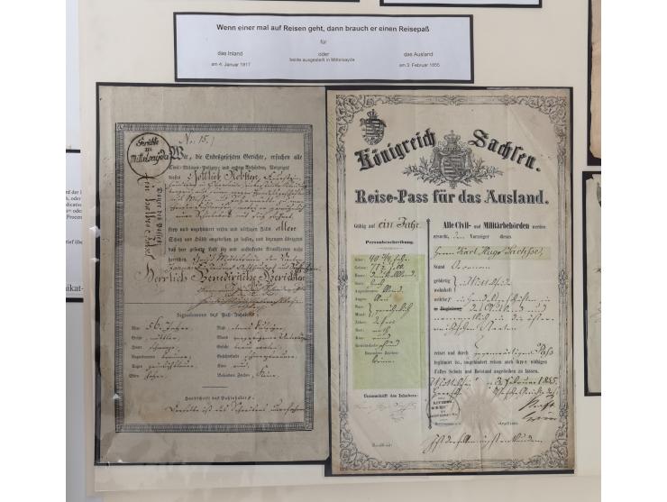 1638/1868, Ausstellungssammlung 'Vom Geleitsweg zur Poststraße', zu historischen Poststraßen in Sachsen, aufgezogen auf 7 gro
