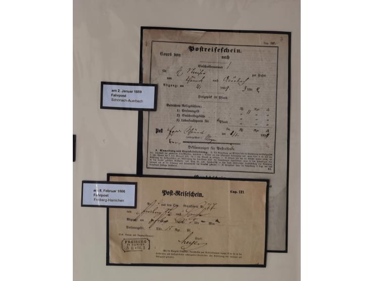 1638/1868, Ausstellungssammlung 'Vom Geleitsweg zur Poststraße', zu historischen Poststraßen in Sachsen, aufgezogen auf 7 gro