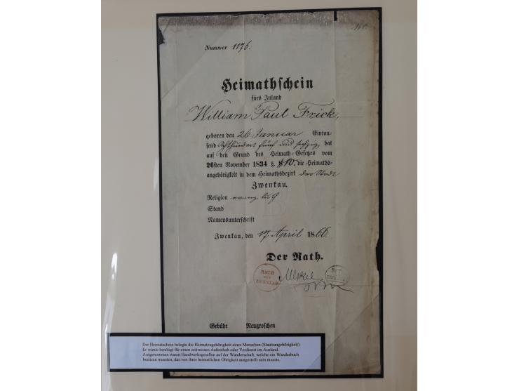 1638/1868, Ausstellungssammlung 'Vom Geleitsweg zur Poststraße', zu historischen Poststraßen in Sachsen, aufgezogen auf 7 gro