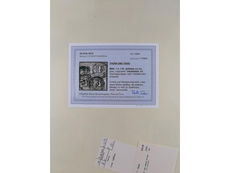 1852/66, gestempelte Sammlung mit besseren Marken, Farben und Einheiten. Dabei u.a. Mi.-Nr. 6a im senkrechten 6er-Block (FA S