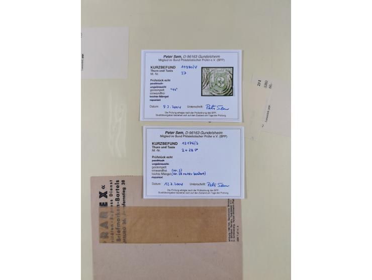 1852/66, gestempelte Sammlung mit besseren Marken, Farben und Einheiten. Dabei u.a. Mi.-Nr. 6a im senkrechten 6er-Block (FA S