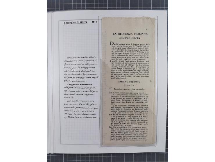 TRIEST: 1814/58, Sammlung mit 26 Briefen und Dokumenten, dabei Sanitätspass (1831) sowie doppelt versiegelter Desinfektionsbr