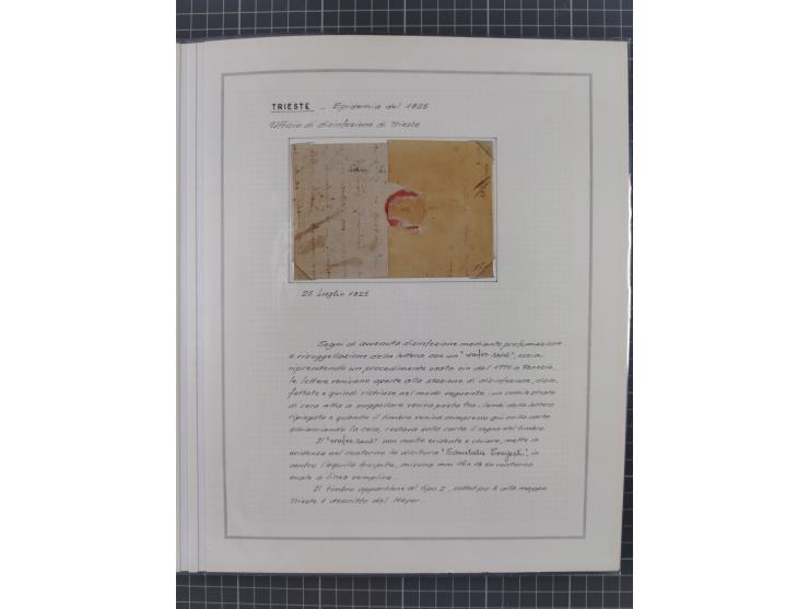 TRIEST: 1814/58, Sammlung mit 26 Briefen und Dokumenten, dabei Sanitätspass (1831) sowie doppelt versiegelter Desinfektionsbr