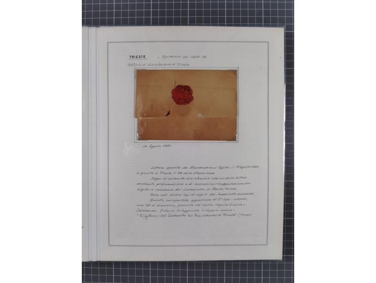 TRIEST: 1814/58, Sammlung mit 26 Briefen und Dokumenten, dabei Sanitätspass (1831) sowie doppelt versiegelter Desinfektionsbr