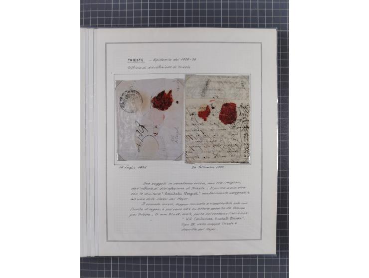 TRIEST: 1814/58, Sammlung mit 26 Briefen und Dokumenten, dabei Sanitätspass (1831) sowie doppelt versiegelter Desinfektionsbr
