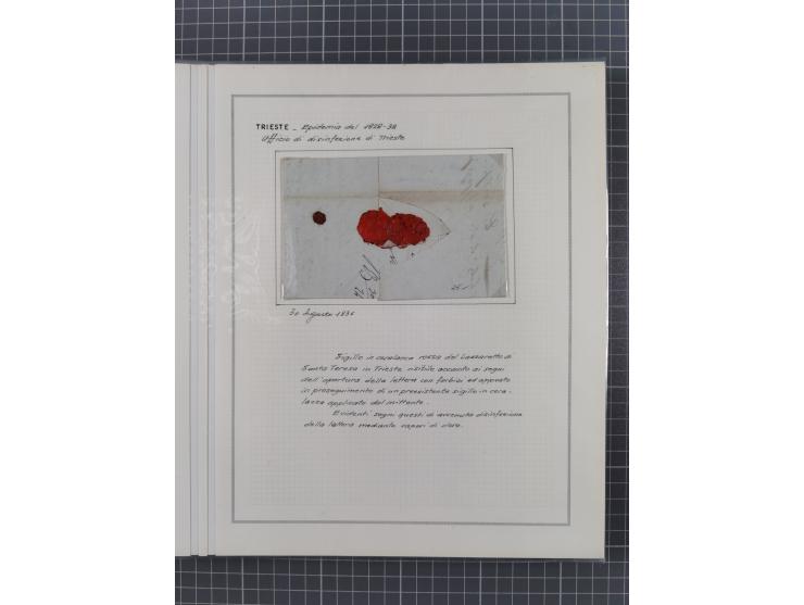 TRIEST: 1814/58, Sammlung mit 26 Briefen und Dokumenten, dabei Sanitätspass (1831) sowie doppelt versiegelter Desinfektionsbr