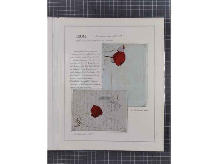 TRIEST: 1814/58, Sammlung mit 26 Briefen und Dokumenten, dabei Sanitätspass (1831) sowie doppelt versiegelter Desinfektionsbr