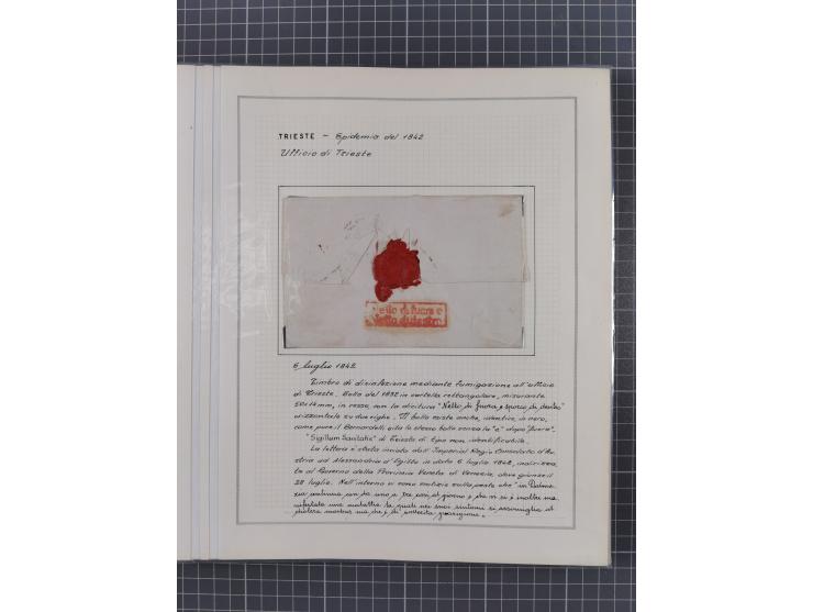 TRIEST: 1814/58, Sammlung mit 26 Briefen und Dokumenten, dabei Sanitätspass (1831) sowie doppelt versiegelter Desinfektionsbr