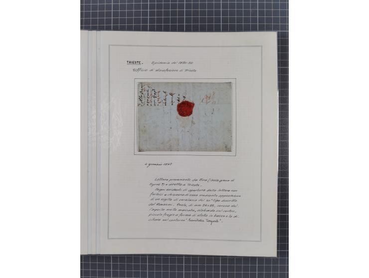 TRIEST: 1814/58, Sammlung mit 26 Briefen und Dokumenten, dabei Sanitätspass (1831) sowie doppelt versiegelter Desinfektionsbr