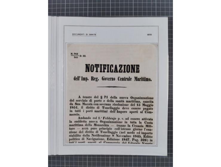 TRIEST: 1814/58, Sammlung mit 26 Briefen und Dokumenten, dabei Sanitätspass (1831) sowie doppelt versiegelter Desinfektionsbr