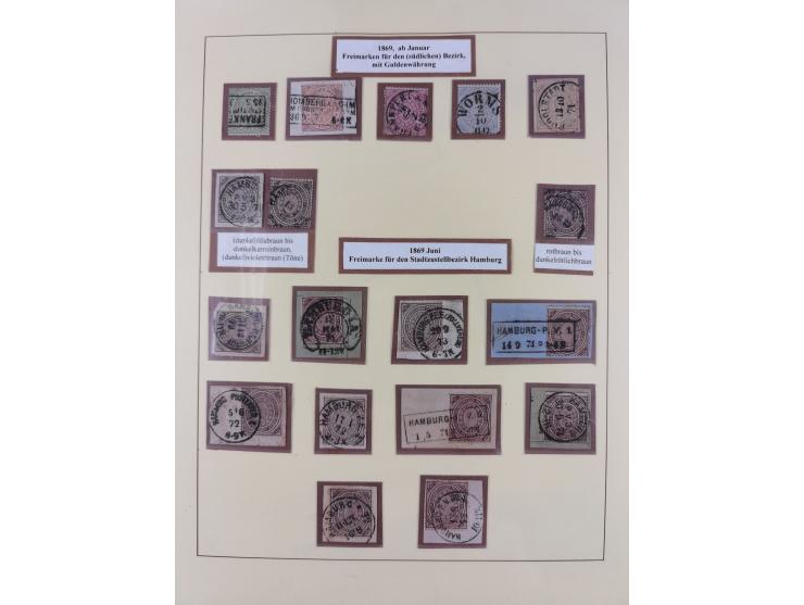 1868/70, gestempelte Sammlung inkl. Dienstmarken und Elass-Lothrigen mit schönen Briefstücken und 14 Briefen und Ganzsachen. 