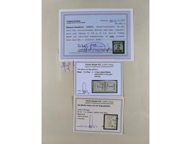 1868/70, gestempelte Sammlung inkl. Dienstmarken und Elass-Lothrigen mit schönen Briefstücken und 14 Briefen und Ganzsachen. 