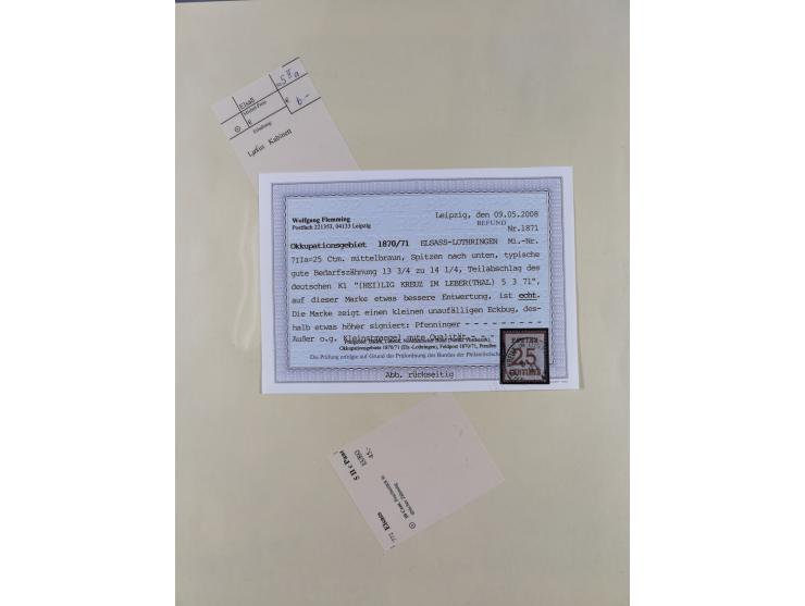 1868/70, gestempelte Sammlung inkl. Dienstmarken und Elass-Lothrigen mit schönen Briefstücken und 14 Briefen und Ganzsachen. 
