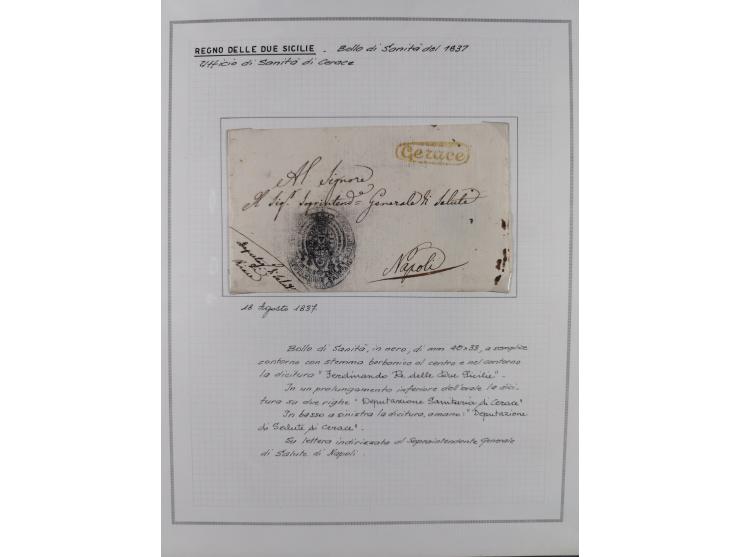 SIZILIEN: 1826/83, 26 Briefe und Dokumente beider Sizilien, dabei Liste illegaler Händler (Hebammen und Aderlassanbieter) im 