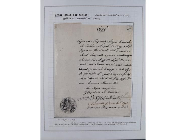 SIZILIEN: 1826/83, 26 Briefe und Dokumente beider Sizilien, dabei Liste illegaler Händler (Hebammen und Aderlassanbieter) im 
